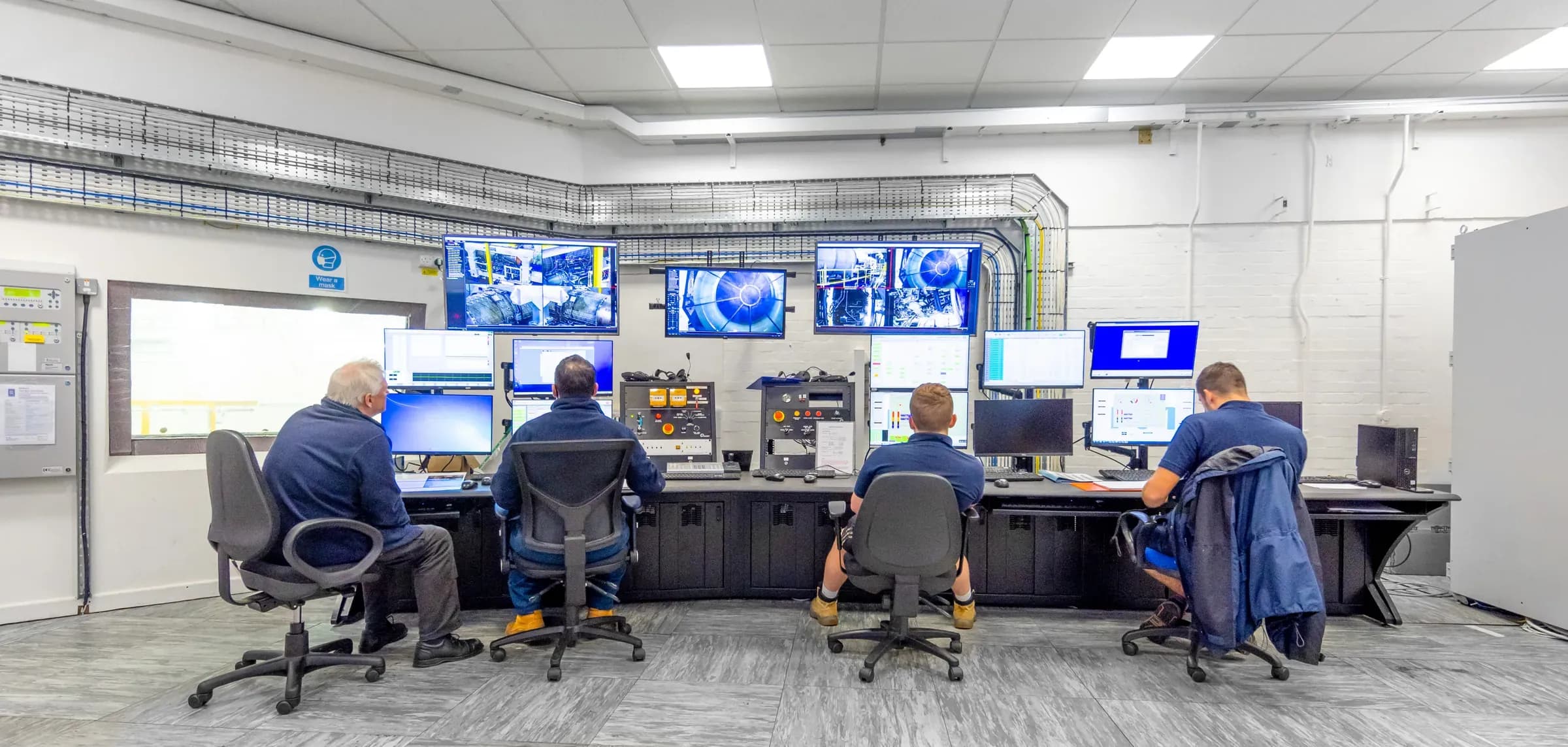 Rolls-Royce engineers at a test-bed control desk