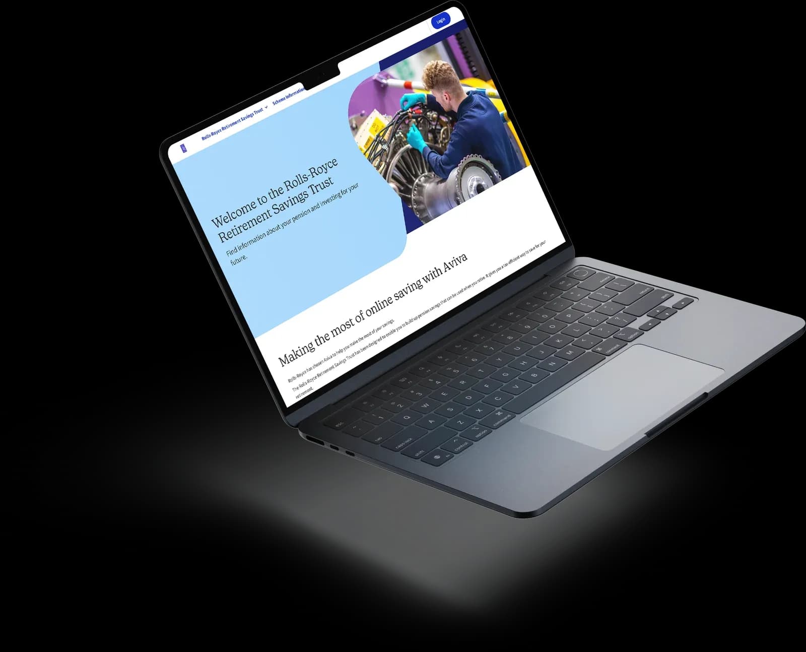The Savings Trust member website shown on a laptop