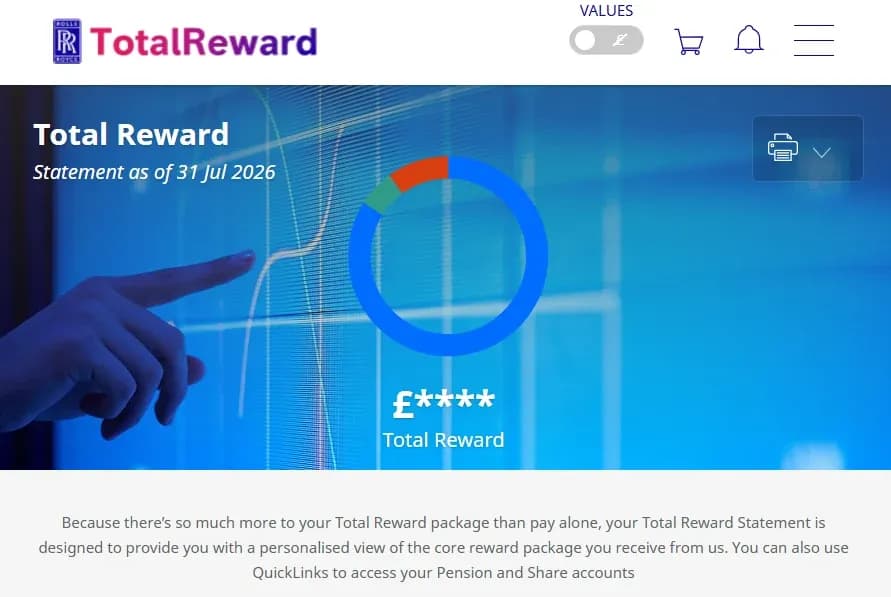 A TotalReward statement showing the total value of your reward package