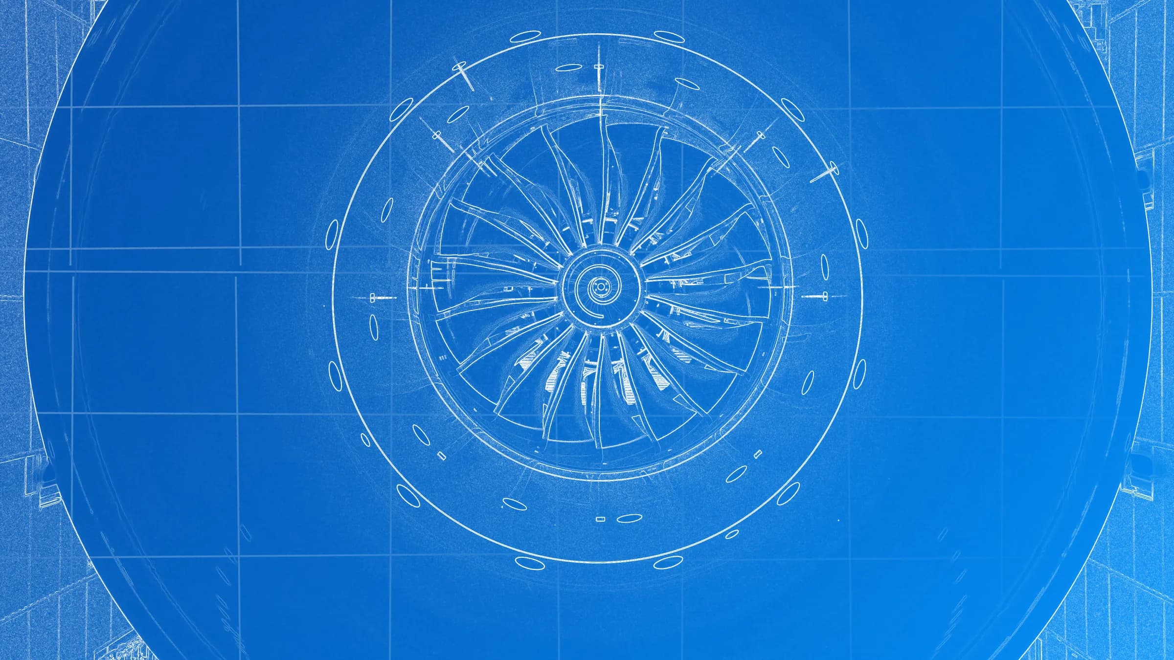 An engineering blueprint of a fan assembly